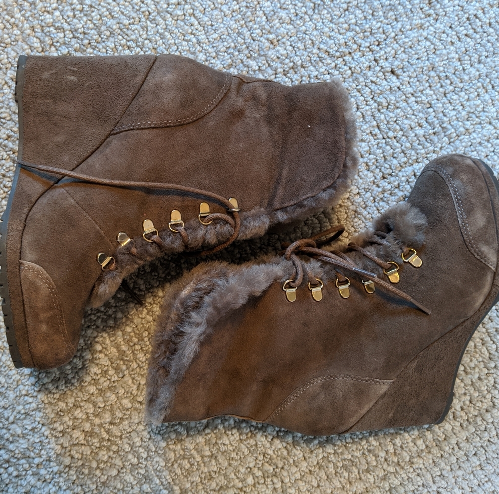 Brown suede wedges LK Bennett